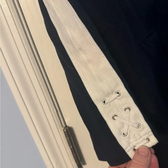 Navy White 3/4 Sleeve top with accents. So cute and perfect to dress up or down! - Picture 7 of 11